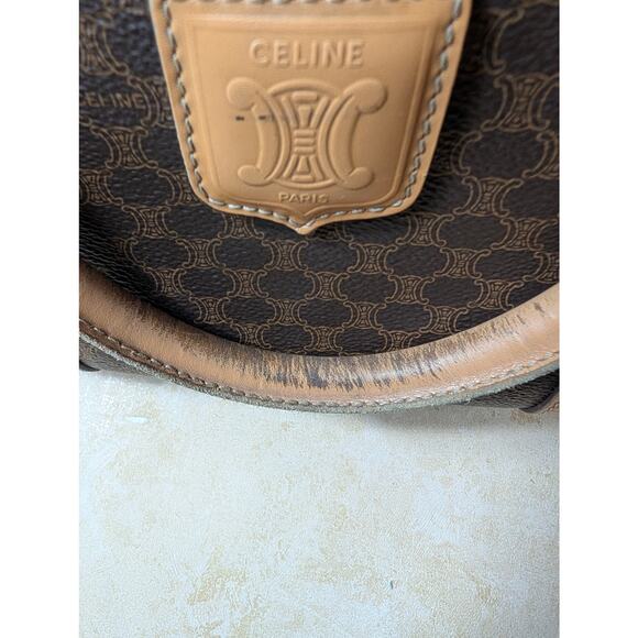 VTG Celine Macadam Boston Bag Brown Coated Canvas Leather - Picture 9 of 11